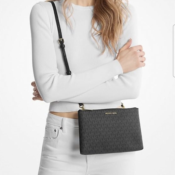 NWT Michael Kors Charlotte Large Leather 3-in-1 Black Tote Bag Set - Picture 4 of 6